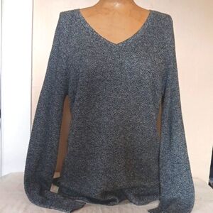 Women's Soft Lite Weight V-Neck Sweater - Black Grey